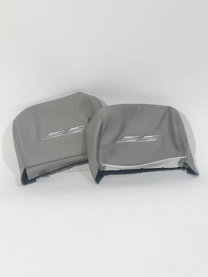 94-96 Impala SS Leather Front Buckets & Rear Bench Seat w/Perforation: 'OE-Style', Stock Gray w/Silver Embroidery