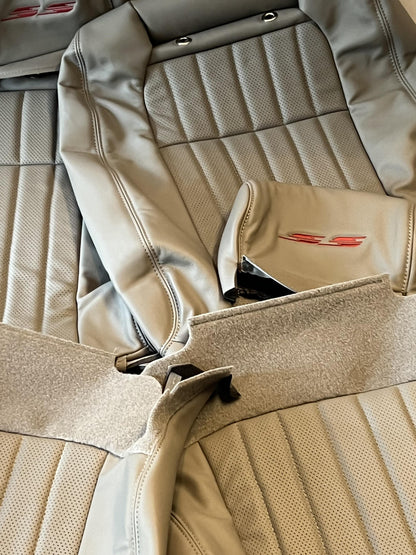 94-96 Impala SS Leather Front Buckets & Rear Bench Seat w/Perforation: Stock Gray w/Embroidery