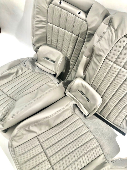 94-96 Impala SS Leather Front Buckets & Rear Bench Seat w/Perforation: Stock Gray w/Embroidery