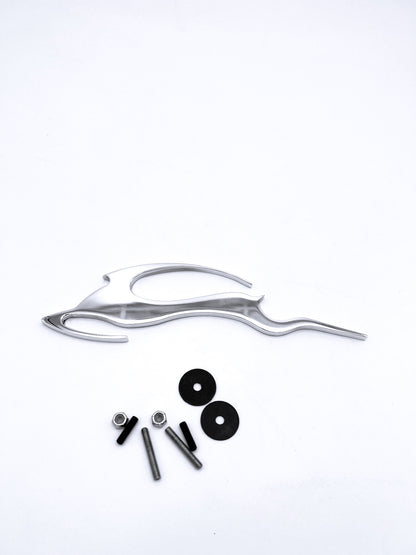 77-05 Caprice/Impala SS Leaping Impala Deer Emblem: Flat w/ Mounting Holes, Left-Facing (pkg)